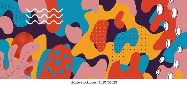 Abstract art background vector. Minimal hand drawn organic shapes design for wall art, prints, cover, poster, Fabric pattern. Vector illustration.