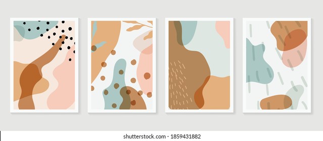 Abstract art background vector. Minimal hand drawn organic shapes floral design for wall art, prints, cover, poster, Fabric pattern. Vector illustration.
