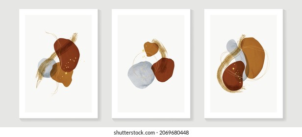 Abstract art background vector. Minimal hand painted watercolor and line art illustration.  Design for wall decoration, wall arts, cover, postcards, brochure. 