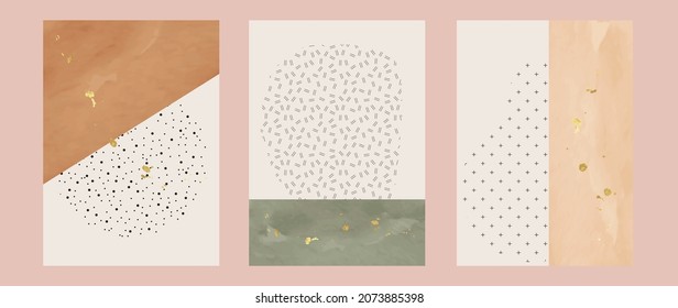 Abstract art background vector. Minimal hand painted line art illustration. Design for wall decoration, wall arts, cover, postcards, brochure. 