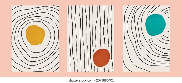 Resumen del vector de fondo de arte. Ilustración de arte de línea pintada a mano mínima. Diseño para la decoración de paredes, artes murales, cubierta, postales, folleto. 