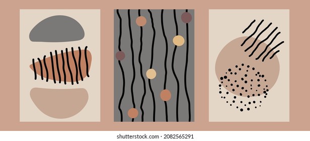 Abstract art background vector. Minimal hand painted watercolor and line art illustration.  Design for wall decoration, wall arts, cover, postcards, brochure. 