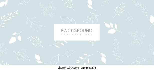 Abstract art background vector. Minimal style wallpaper with line art flower and botanical leaves, Organic shapes, Watercolor. Vector background for banner, poster, Web and packaging.
