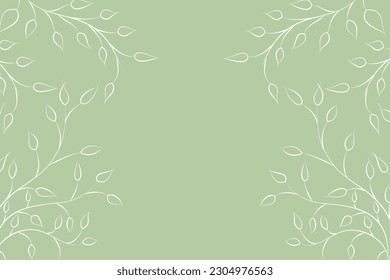 Abstract art background vector. Minimal style wallpaper with white line art leaves, Organic shapes, with copy space.