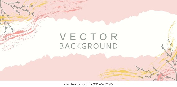 Abstract art background vector. Minimal style wallpaper with art botanical leaves and artistic brushes . Vector background for banner, poster, web and packaging.