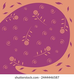 Abstract art background vector. minimal style wallpaper line art flower and botanical leaves, Organic shapes. Vector background for banner, poster, Web and packaging. Leaf, Bird, Flower, Folk, Motif.