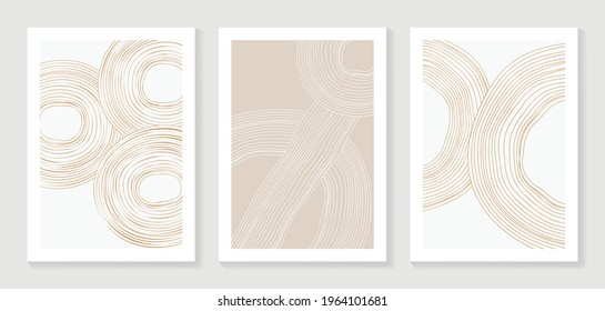 Abstract art background vector. Minimalist modern contour drawing. contemporary abstract line art design for wall art, wallpaper, home decoration, cover, printable painting. 