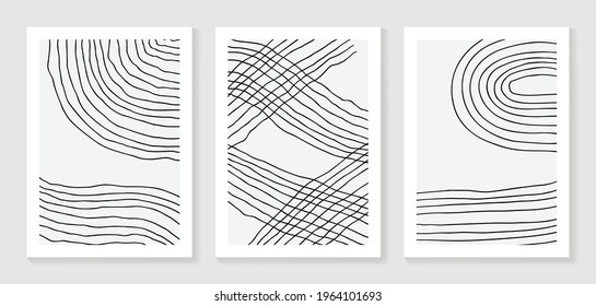 Abstract art background vector. Minimalist modern contour drawing. contemporary abstract line art design for wall art, wallpaper, home decoration, cover, printable painting. 