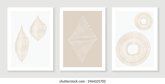 Abstract art background vector. Minimalist modern contour drawing. contemporary abstract line art design for wall art, wallpaper, home decoration, cover, printable painting. 