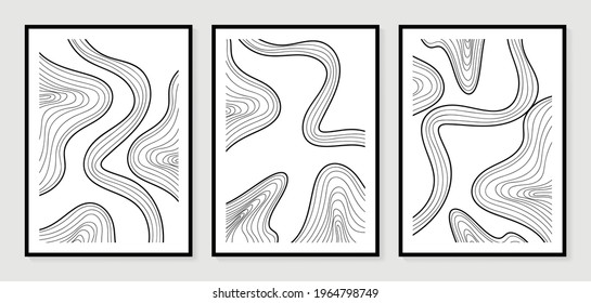 Abstract art background vector. Minimalist modern contour drawing. contemporary abstract line art design for wall art, wallpaper, home decoration, cover, printable painting. 