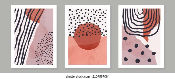 Abstract art background vector. Minimalist hand painted illustrations for wall decoration, home decoration, wall art, canvas prints, postcard or brochure cover design.