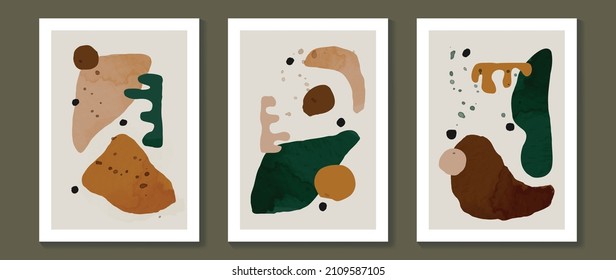 Abstract art background vector. Minimalist hand painted illustrations for wall decoration, home decoration, wall art, canvas prints, postcard or brochure cover design.