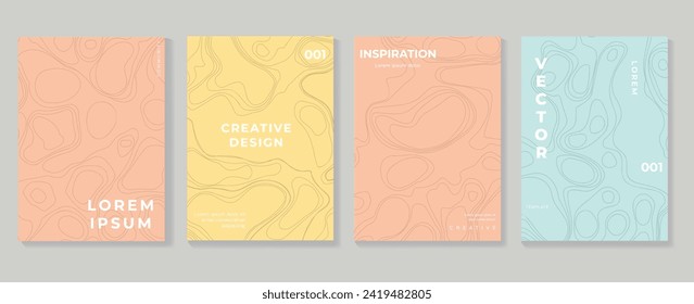 Abstract art background vector. Minimalist modern contour drawing. contemporary abstract line art design for wall art, wallpaper, home decoration, cover, printable painting.