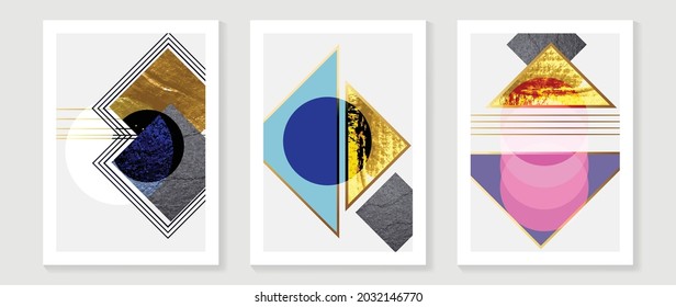 Abstract art background vector. Modern block color art luxury wallpaper. Geometric marbling gold style texture. Cubism s low-poly backgrounds. Good for home deco, wall art, poster, invite and cover.