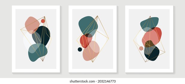 Abstract art background vector. Modern block color art luxury wallpaper. Geometric marbling gold style texture. Cubism s low-poly backgrounds. Good for home deco, wall art, poster, invite and cover.