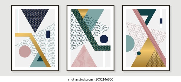 Abstract art background vector. Modern block color art luxury wallpaper. Geometric marbling gold style texture. Cubism s low-poly backgrounds. Good for home deco, wall art, poster, invite and cover.