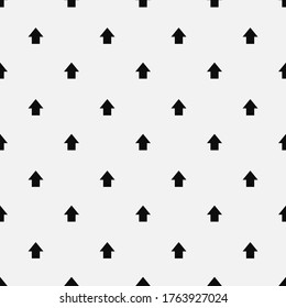 Abstract art background vector seamless pattern. Many black arrows pointing up on white background. Bold arrow symbols wallpaper backdrop. Digital paper, textile print, web design 