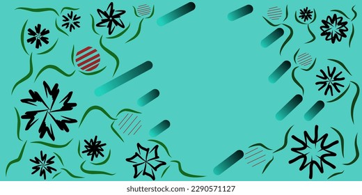 Abstract art background vector. Simple style wallpaper with line art flowers and botanical leaves, Vector background for banners, posters, Web and packaging.
