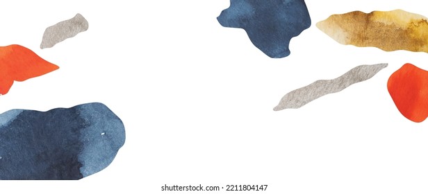 Abstract art background vector. Wallpaper design with colorful brush stroke painting and geometric pattern. Blue, red, Yellow watercolor Illustration  wall art, cover and invitation cards. 