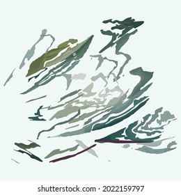Resumen de fondo de arte con elementos de mancha de acuarela vectorial. Decoración de pincel textura arte con plantilla de diseño de afiches acrílicos artísticos, bloc de notas
