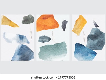 Abstract art background with watercolor stain elements vector. Painting brush texture decoration with contemporary art poster design. 