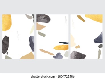 Abstract art background with watercolor stain elements vector. Painting brush texture decoration with art acrylic poster design. Stone and rock shape.