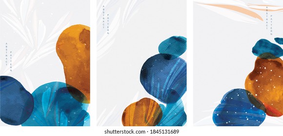 Abstract art background with watercolor stain elements vector. Painting brush texture decoration with art acrylic poster design. 