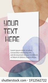 Abstract art background with watercolor stain elements. Vector minimalist illustration. Painting color brush texture decoration with art poster design.
