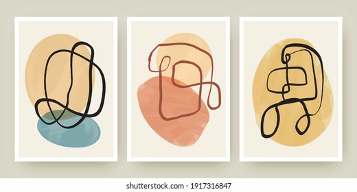 Abstract art background with watercolor stain elements vector, natural collage, organic shapes. Painting brush texture decoration with art poster design.