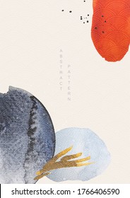 Abstract art background with watercolor texture vector. Japanese wave pattern with brush stroke illustration in vintage style.
