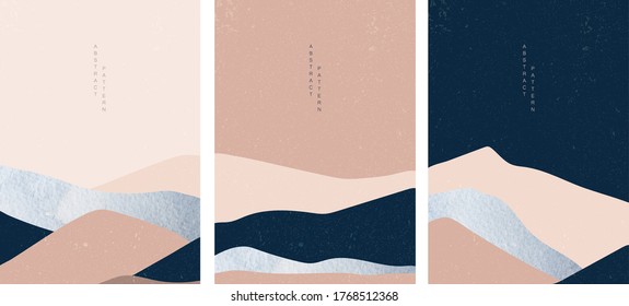 Abstract art background with watercolor texture vector. Nature landscape template. Desert wallpaper with curve element.