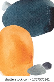 Resumen de fondo de arte con vector de textura de acuarela.Plantilla japonesa con ilustración de plantilla de elemento de piedra.