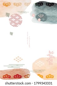 Abstract art background with watercolor texture vector.Japanese icon with brush stroke elements.