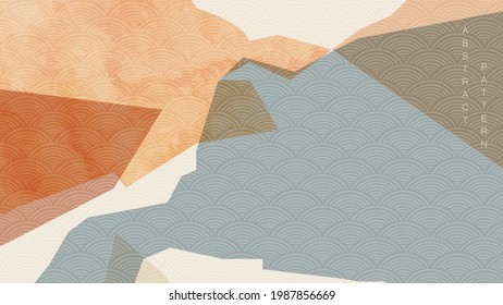 Abstract art background with watercolor texture vector. Geometric decoration banner design with natural landscape in vintage style.