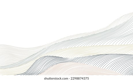 Abstract art background with waves. Mountain forest and desert concept in vintage style.