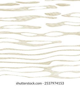 Abstrakter Kunsthintergrund mit weißer und brauner oder goldener handgezeichneter Linienmustervektor. Wasseroberflächenkunst mit natürlicher Vorlage. Bannerdesign und Tapete im Vintage-Stil.