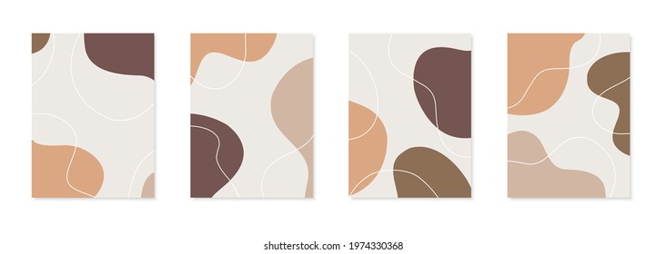 Abstract art backgrounds with organic shape in pastel colors. Modern set of design template with dynamic fluid elements. Abstract wall arts. Templates for cover, banner, poster, social media stories.