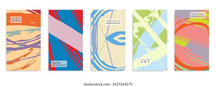 Fondo de arte abstracto. Patrón de pinceladas de pintura minimalista de moda con espacio de copia para diseño de texto para invitación, tarjeta de fiesta, portadas de resaltado social y página de historias. Ilustración de vector