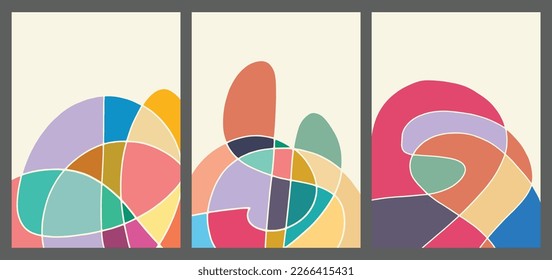 Abstract art backgrounds vector. Line art drawing with abstract shape. Works for wall framed prints, social media post, poster, home decor, cover, wallpaper.