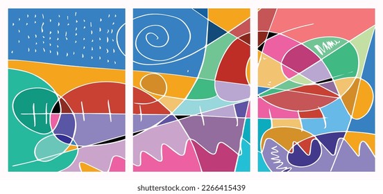 Abstract art backgrounds vector. Line art drawing with abstract shape. Works for wall framed prints, social media post, poster, home decor, cover, wallpaper.