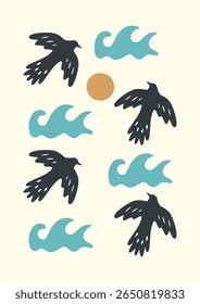 Elementos de playa de arte abstracto ilustración