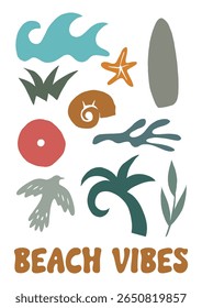 abstract art beach elements illustration