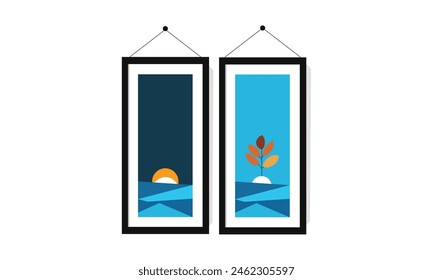 Abstract art beautiful wall photo frame painting illustration