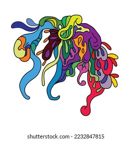 Arte abstracto de molusca bizarra con varias formas y colores