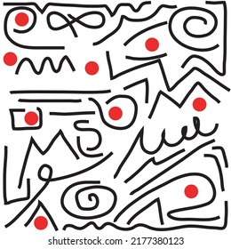 Abstrakte Kunst auf Schwarz, Weiß und Rot