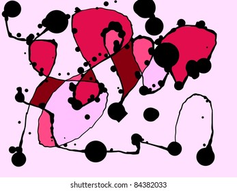 abstract art of blobs in red and pink