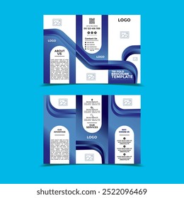 modelo de brochura de cor de gradiente azul de arte abstrata com três dobras
