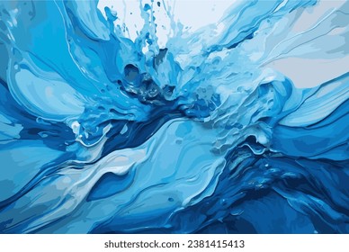 Abstract art blue paint background with liquid fluid. 