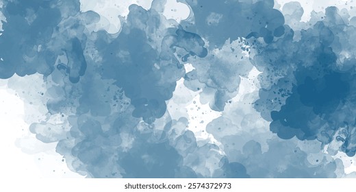 Abstract art blue paint background with liquid fluid grunge texture. abstract soft brush painted white and blue watercolor background.