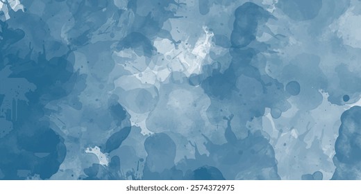 Abstract art blue paint background with liquid fluid grunge texture. abstract soft brush painted white and blue watercolor background.